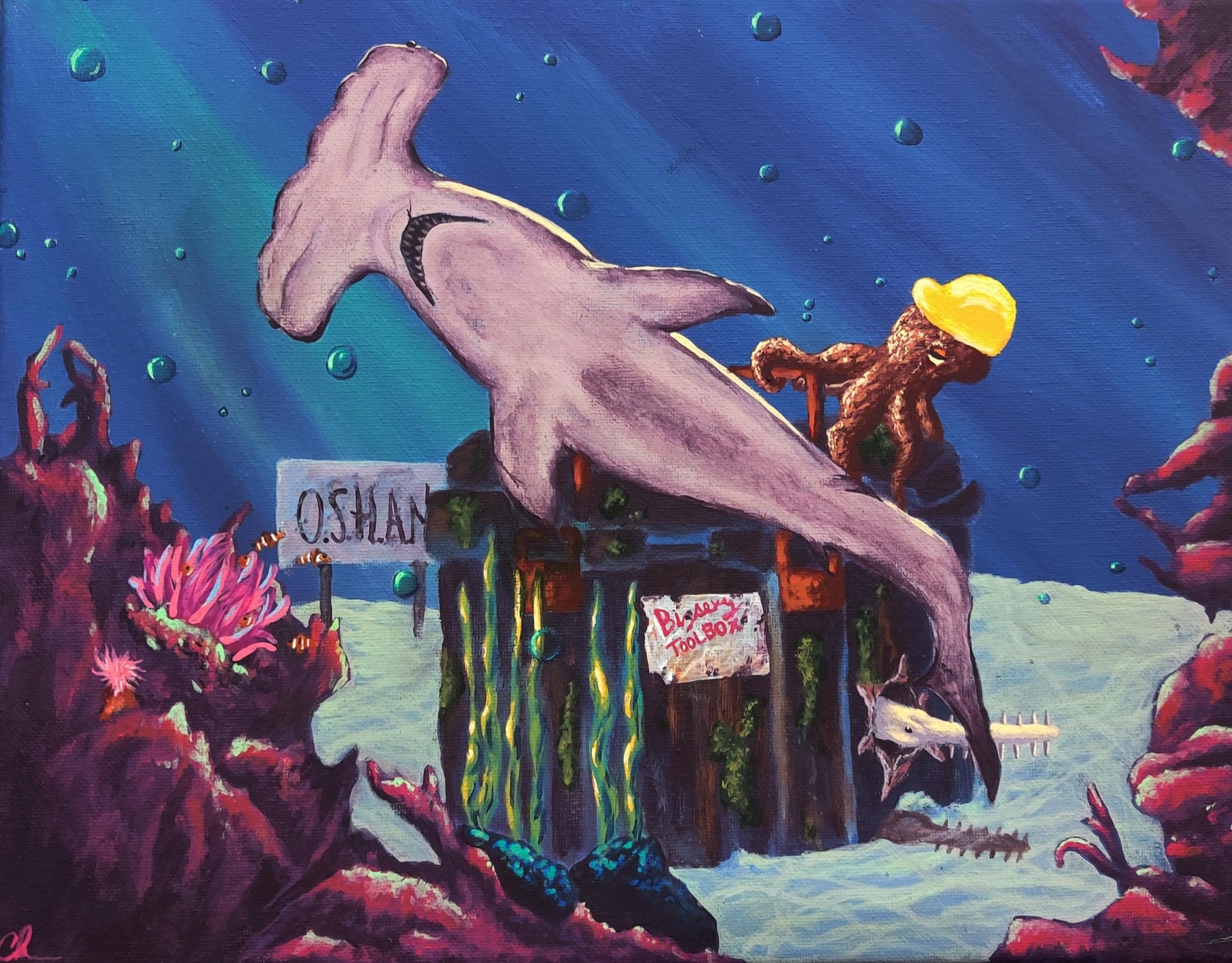 Underwater shark canvas by BigSexy Art