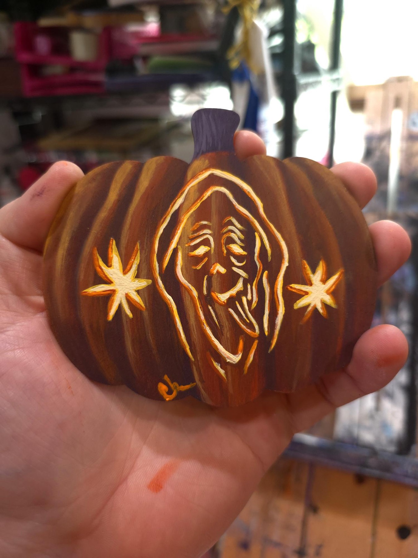 Painted pumpkin piece